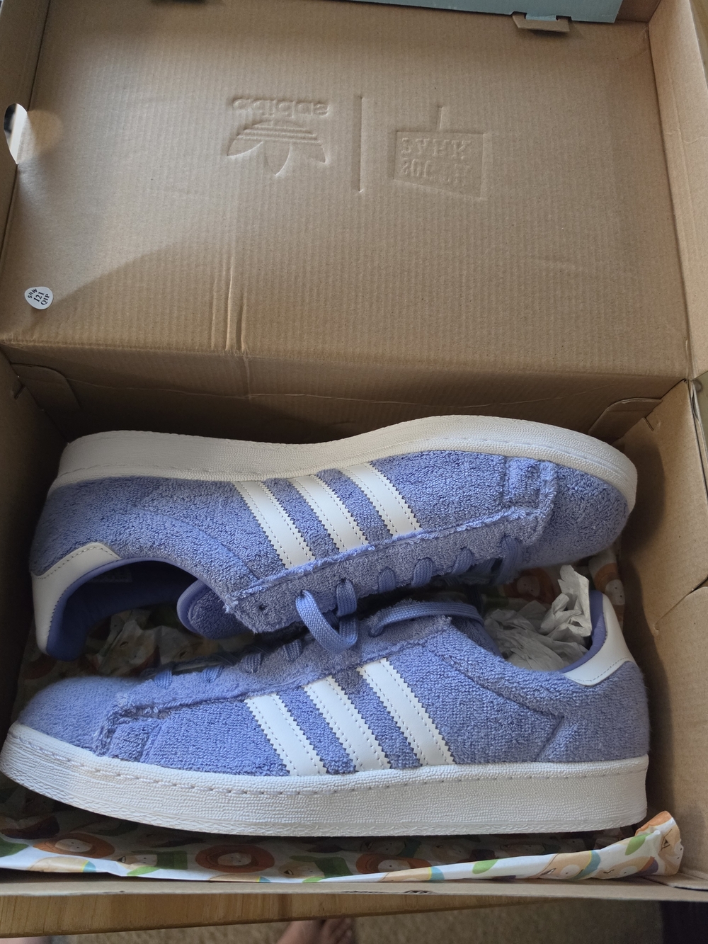 Adidas Kids' Purple Terry Cloth Sneakers with White Stripes